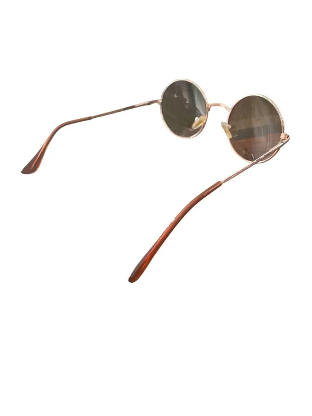 Vintage Ray-Ban Round Metal Sunglasses W/ Case Gold Frame Brown Lenses Retro Loo